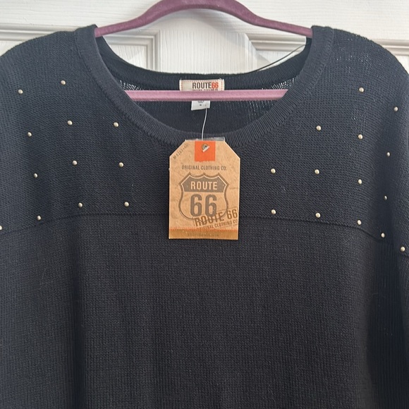 NWT Route 66 Spring Black Sweater with gold studs - Picture 3 of 9
